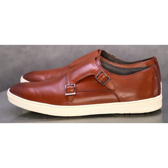 Nordstrom Shop $180 Men\'s Double Monk Strap Sneakers Shoes Sz 12 M Leather Brown main image 8